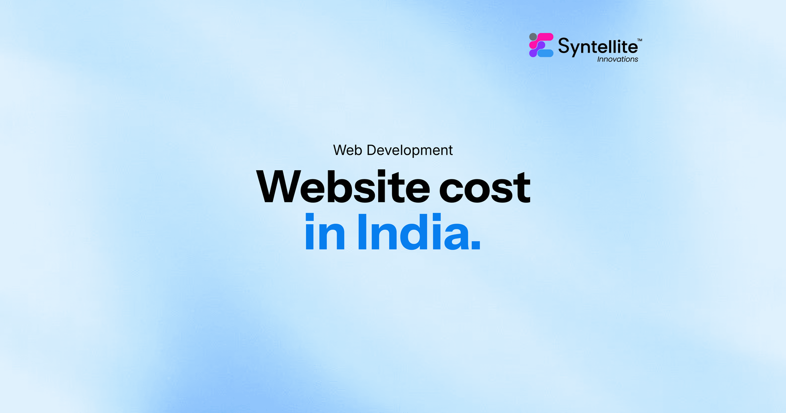 Syntellite banner with the title 'Website cost in India' on a light blue background